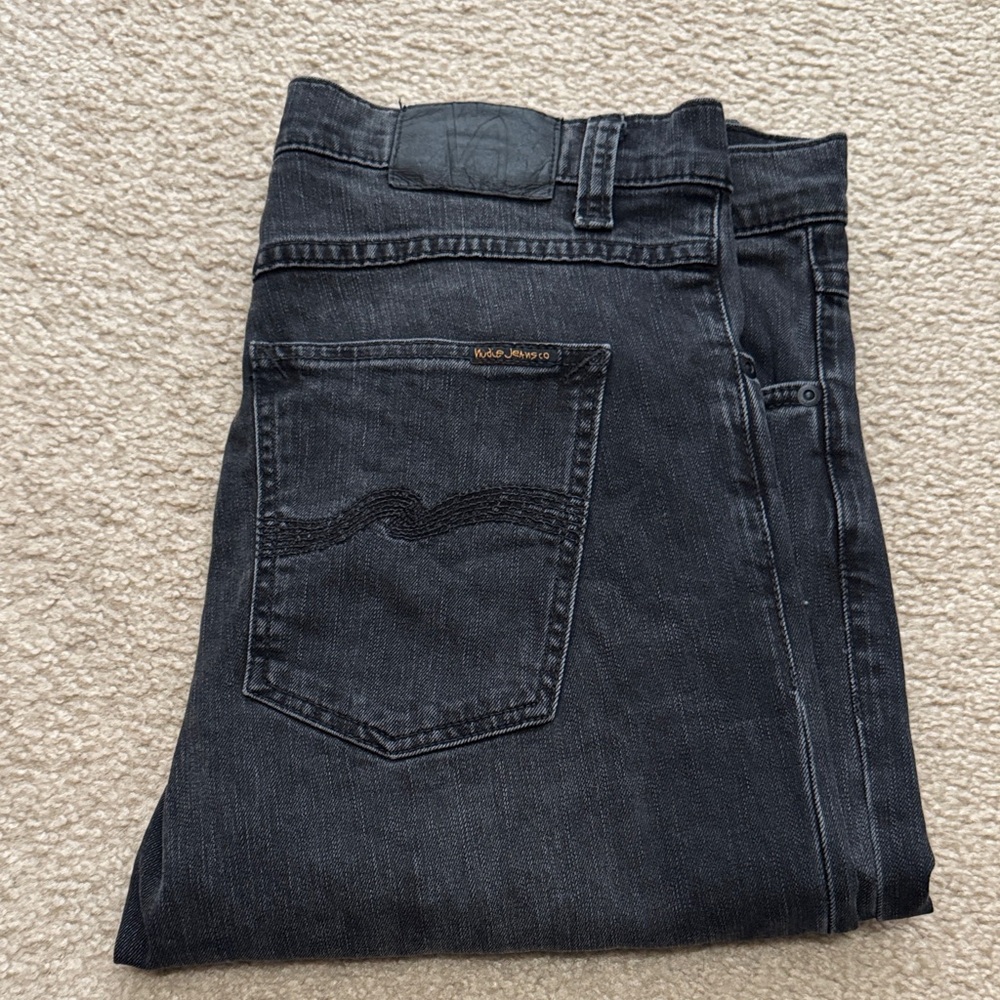 Men's Black faded Lean Dean NightRider Nudie Jeans 33 36